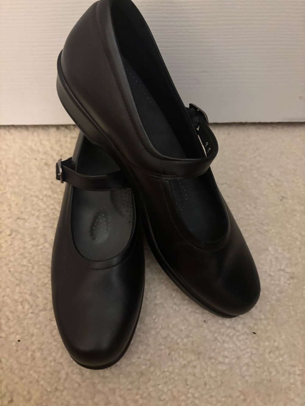 SAS Black Mary Jane Comfort Flats with Adjustable Strap 9S